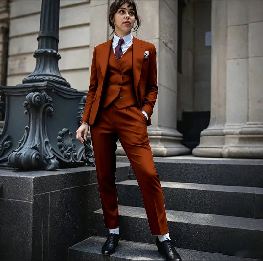 Powerful Black Women 3 Piece Suit Classic Single Breasted Jacket Vest Pants Set Elegant Office Business Formal Lady Outerwears