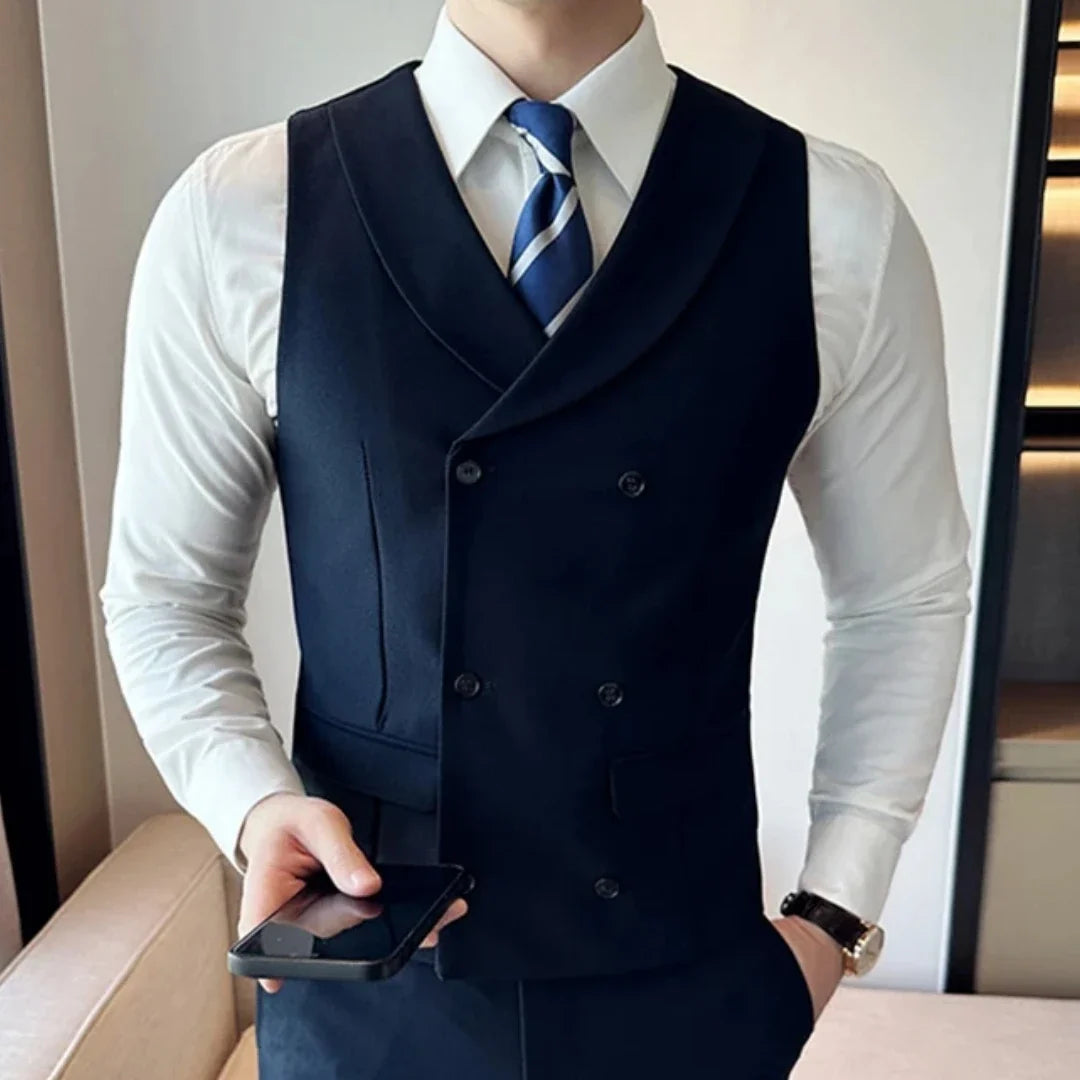 Men's Vest Double Breasted Lapel Waistcoat for Weddings and Formal Occasions