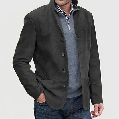 Fall Winter Men's Casual Lapel Coat Vintage Style Cross-Border Fashion Outerwear Straight Hemline Long Sleeve Adult Winter Coat