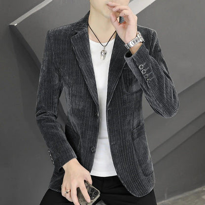 2026 Spring Autumn Corduroy Suit Jackets for Men Business Casual Blazers KoreanSlim Fit Social Office Wedding Suits Coats 4XL