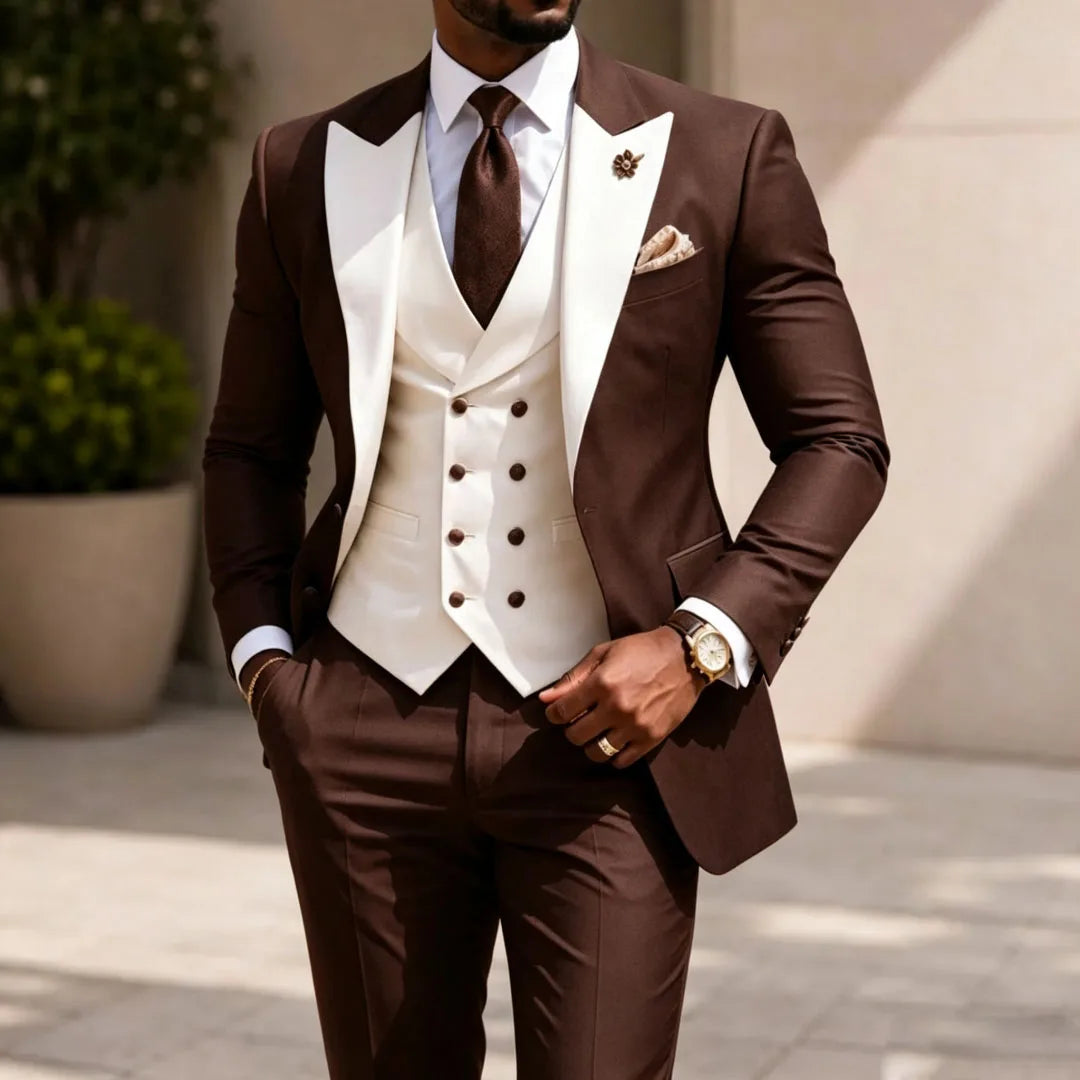 Men Suit Yellow 3 Pieces White Vest With Lapel For Wedding Birthday Banquet Prom Party Business Work Office Jacket Vest Pants