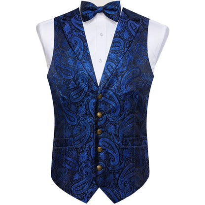 Men's Paisley Suit Vest Set with Tie, Pocket Square & Cufflinks for Wedding & Formal Events