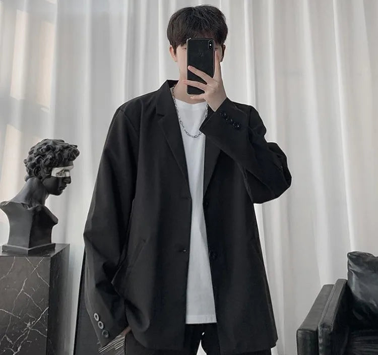 Men Korean Style Casual Blazer 2026 Spring Autumn Wrinkle Free Trendy Ins Couple Jacket Fashion Suit Coat
