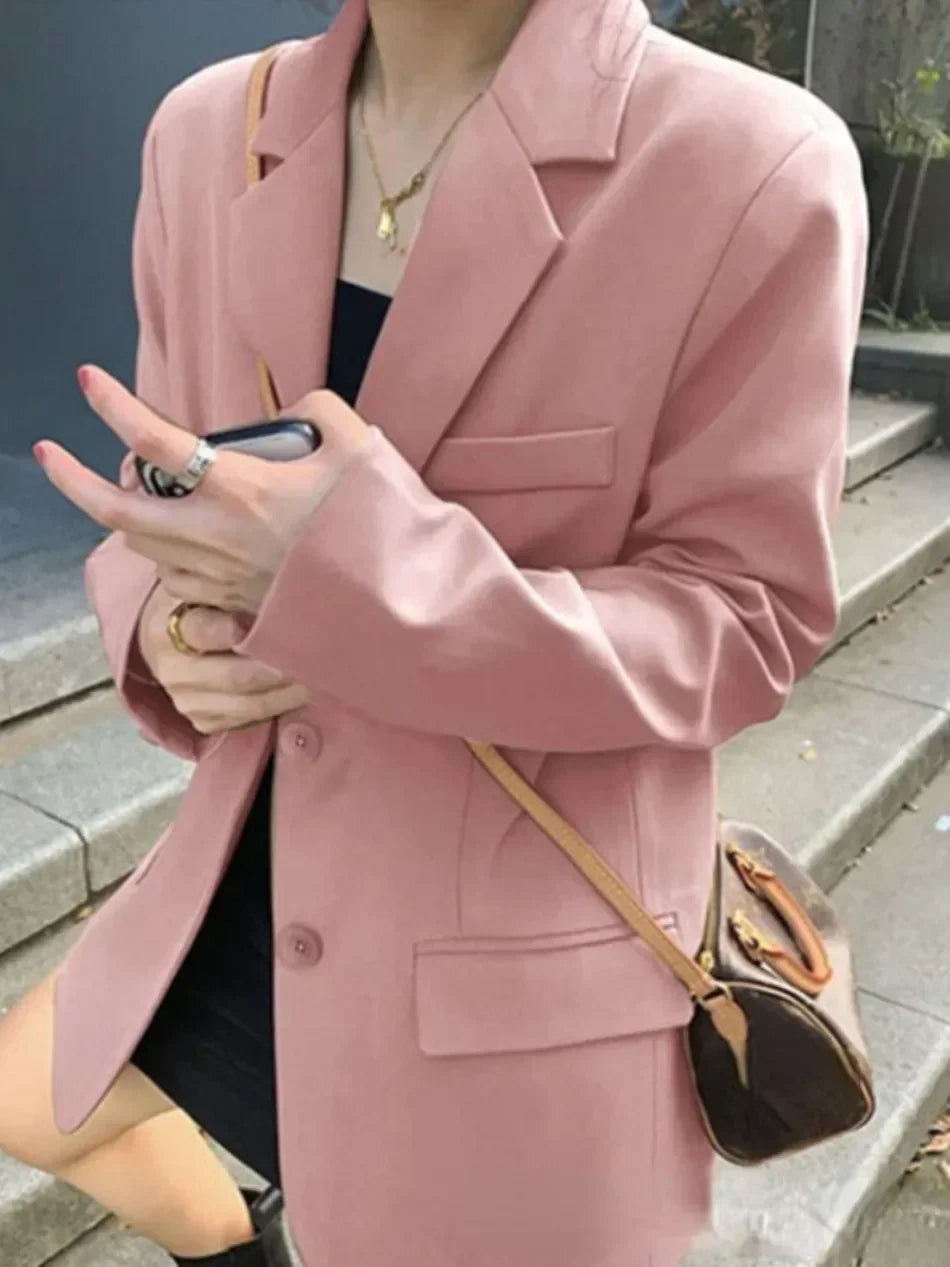 Autumn Luxury Blazer for Women 2024 Elegant Korean Women's Blazer Jacket Fashion Female Long Coats Splice Office Lady Clothes