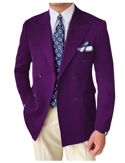 Wedding Men's Tuxedo Jacket Bridegroom Business Groom Wear Formal Party Blazer Double Breasted Peak Lapel XS-6XL One Coat