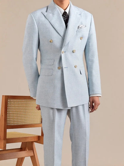 Business Men Work Two Piece Set Double Breasted Blazer Jacket Suit Matching Sets Slim Fit Autumn New Office Man Outfits Suits