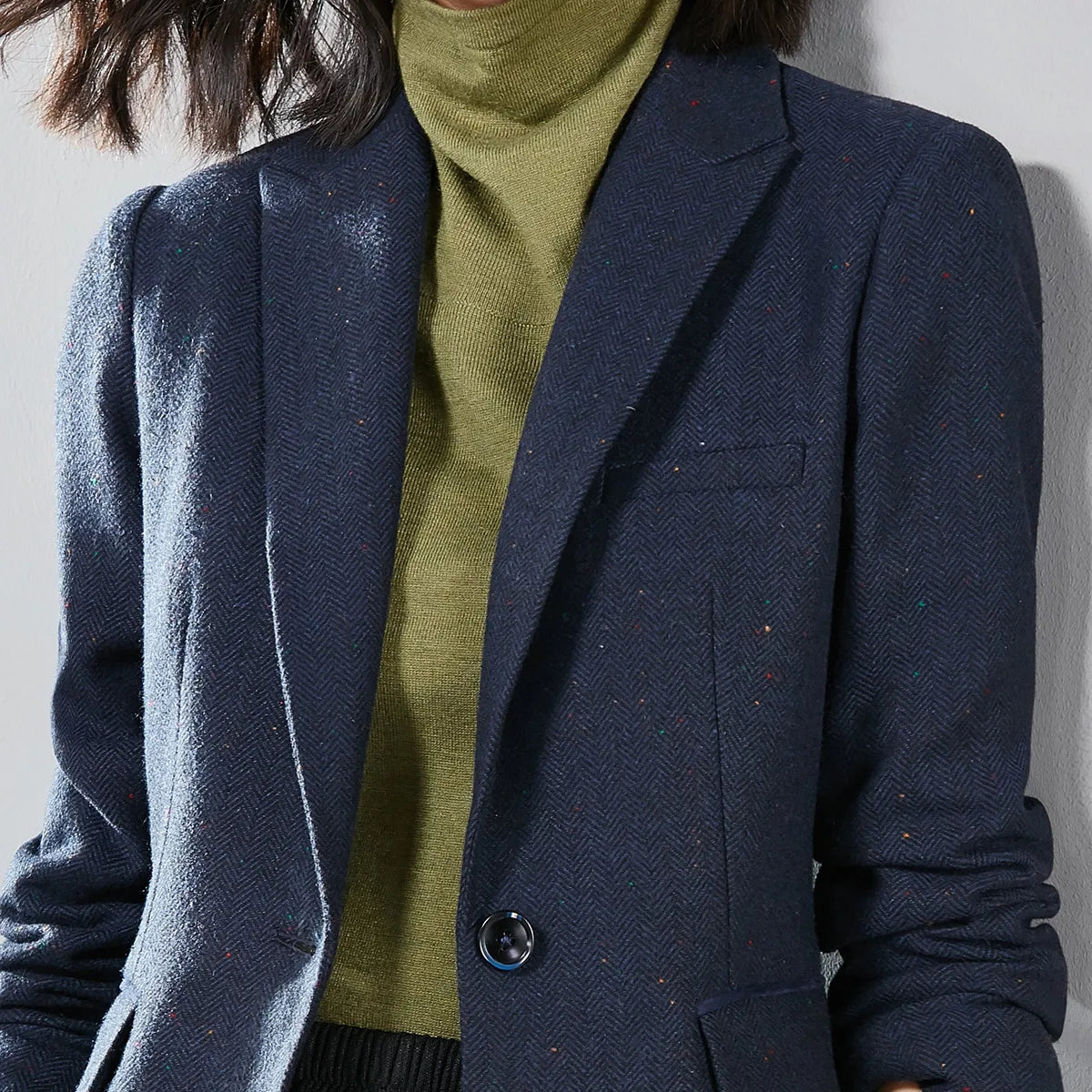 Commute Women's Blazers Autumn Winter Office Lady Solid Jackets Single Button Notched Lapel Woolen Coats Woman V7065