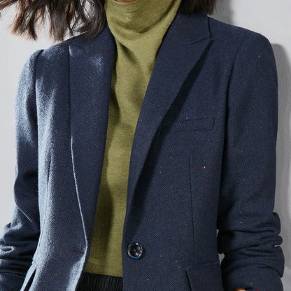 Commute Women's Blazers Autumn Winter Office Lady Solid Jackets Single Button Notched Lapel Woolen Coats Woman V7065