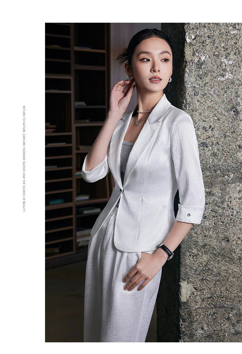 Fashion Office Ladies Blazer and Pants Suit Formal Angola Red Women Jacket Trouser Women Business Work Wear 2 Piece Set