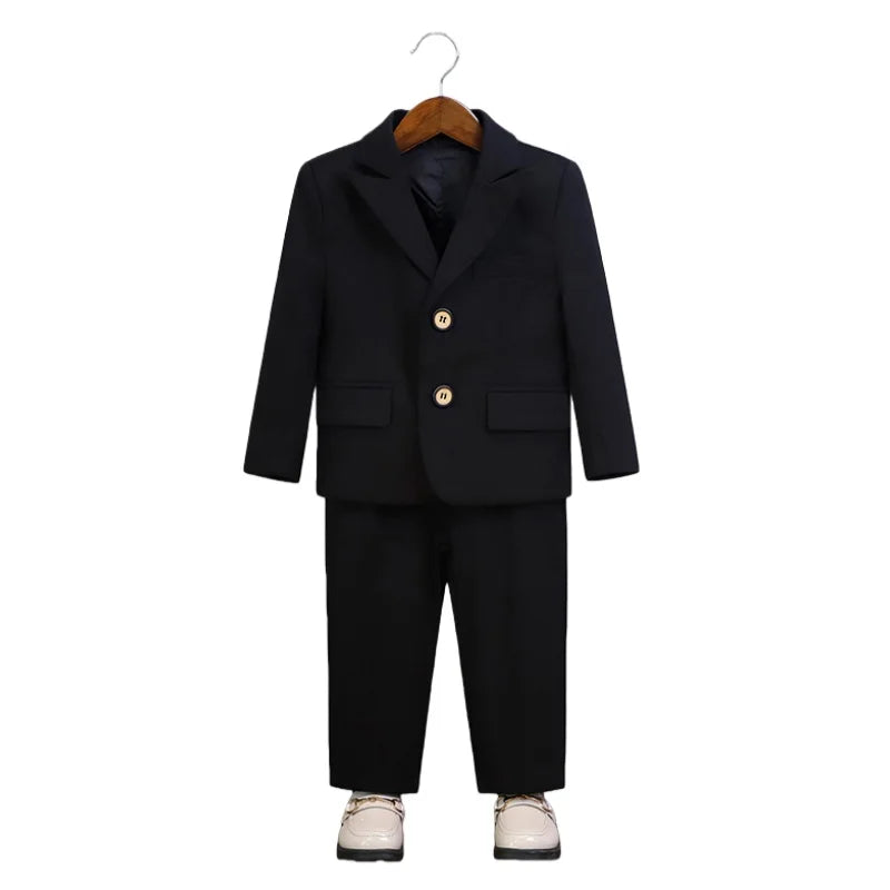 Boys Slim Fit Suit Set Kids Wedding Birthday Outfit Children's Performance Costume With Jacket Vest Pants Bowtie+Pocket Towel