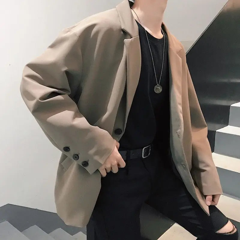 Men's Spring Korean Style Retro Blazer Ins Trendy Hong Kong Style Cool Jacket Viral Vintage Casual Suit Outerwear New
