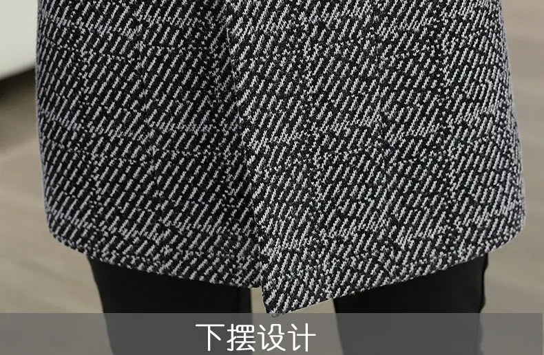 High-quality winter men's fashionable and stylish woolen overcoat, suit collar, mid-length windbreaker, woolen coat
