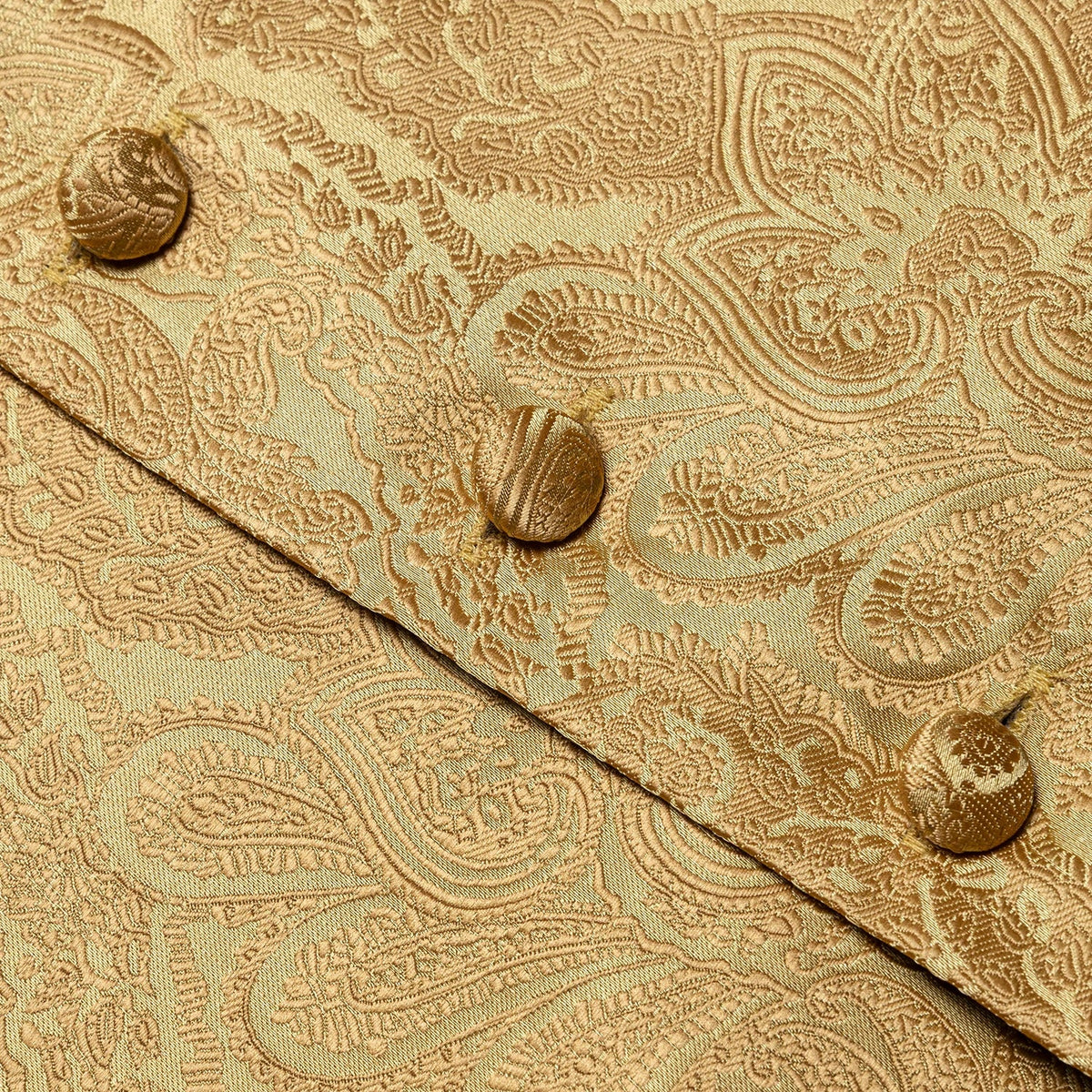 Men's Waistcoat 6-Piece Set – Gold Paisley Single Breasted Vest for Banquets & Formal Events