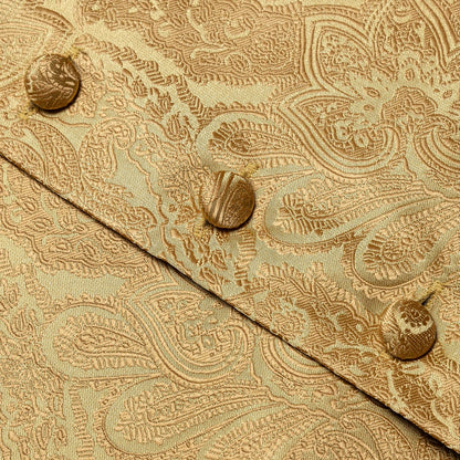 Men's Waistcoat 6-Piece Set – Gold Paisley Single Breasted Vest for Banquets & Formal Events