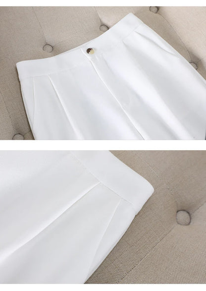 Elegant Chic Two Piece Trousers Set Woman Spring 2026 New Women's Suit Sets Blazer Pants Outfit White Khaki Office Wear