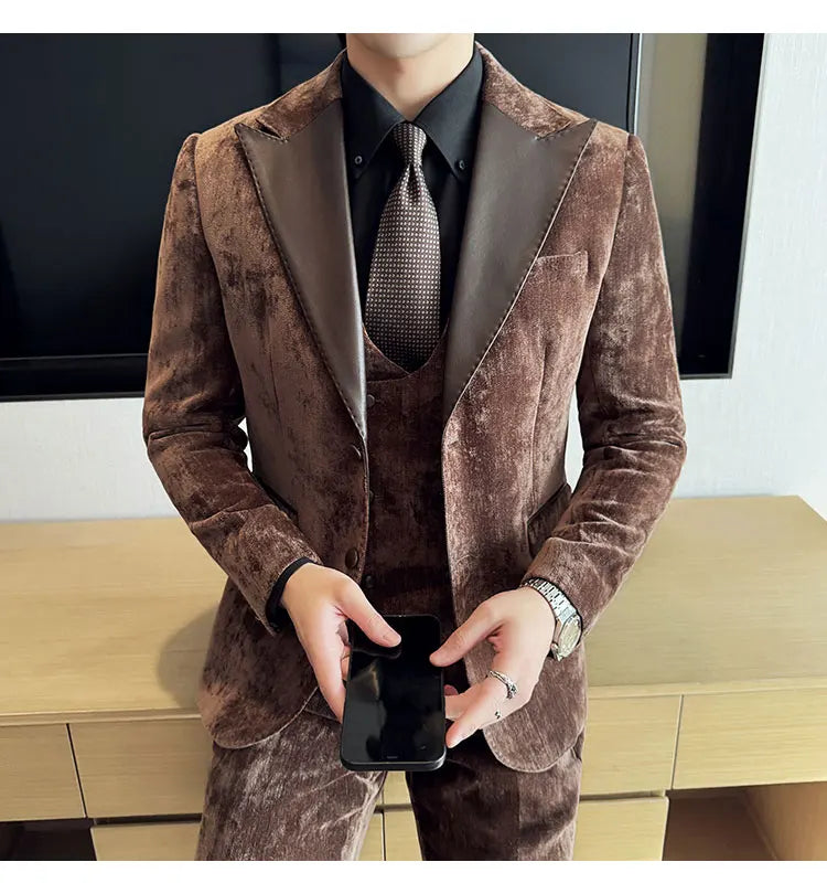 Men's Slim Fit 3-Piece Suit – Smart Casual & Wedding Formal Set