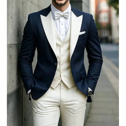 Men's Slim Fit 3 Piece Suit for Wedding Groom Guest Formal Business Party