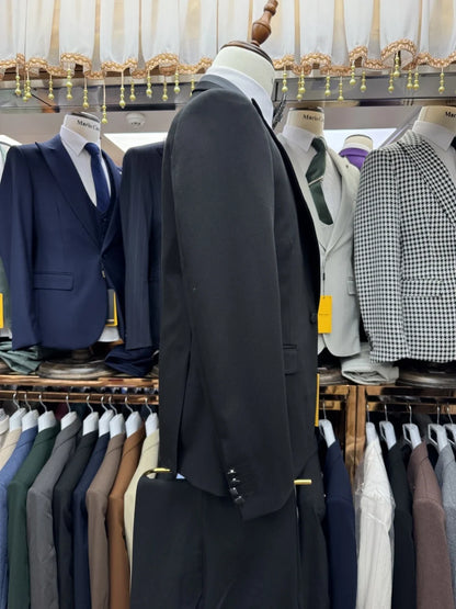 2026 New Black Suit Set 3 Pieces For Men Wedding Groom Sets Handsome Peak Lapel Men's Slim Fit Suits Birthday Party Outfit