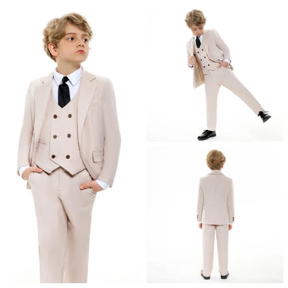 Boys 4-Piece Formal Suit Set – Kids Wedding & Prom Tuxedo with Jacket, Vest, Pants & Tie