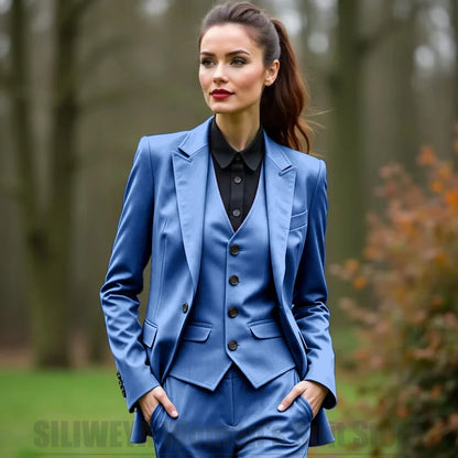 Women 3 Piece Suit Set Blazer Vest Pants Slim Fit Office Business Party Formal Attire Customizable Size for Ladies