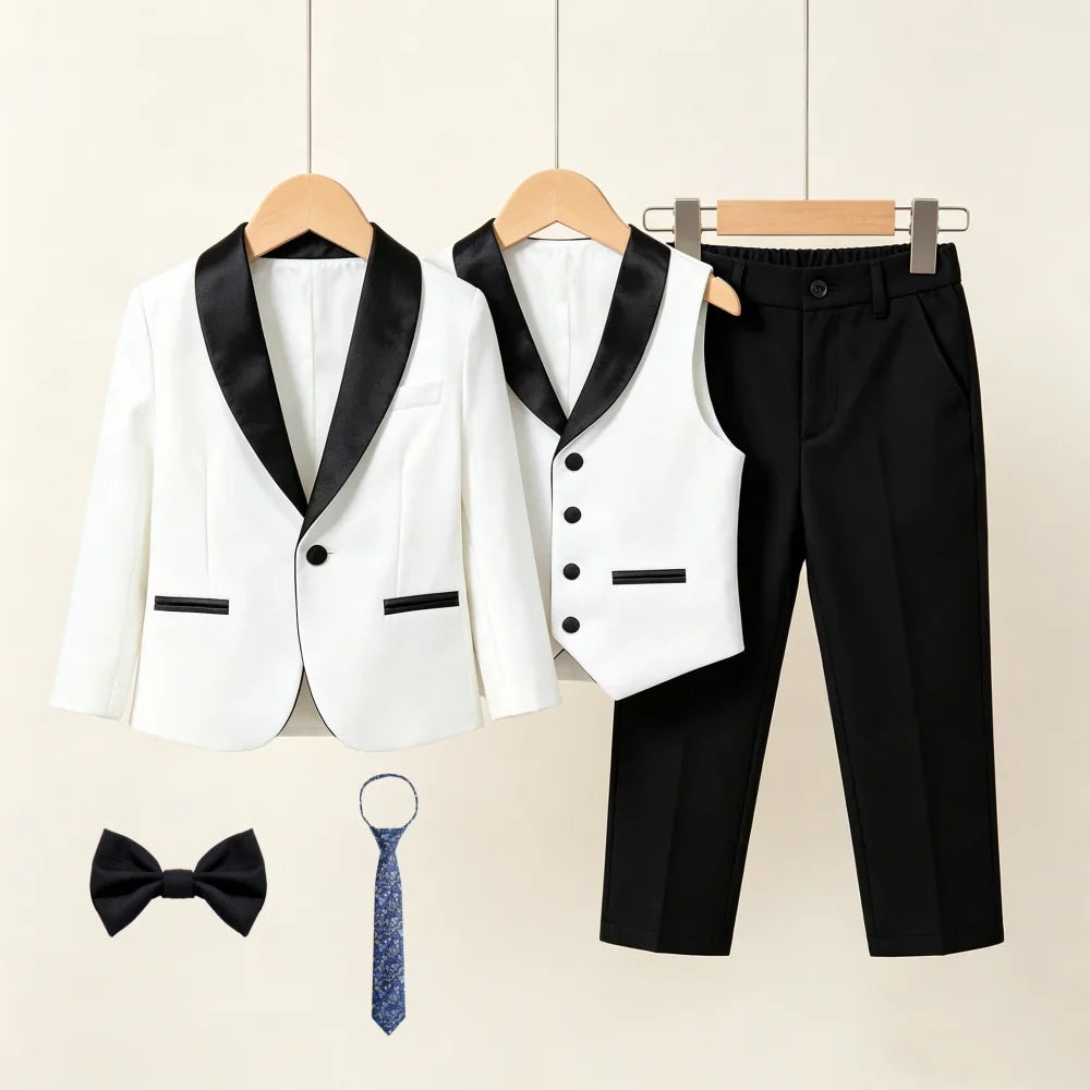Homecoming Suit for Boys Wedding Guest Kids Formal Tuxedo 5 Pieces Complete Size 3-14T SHIP TODAY Communion Ring Bearer Suits