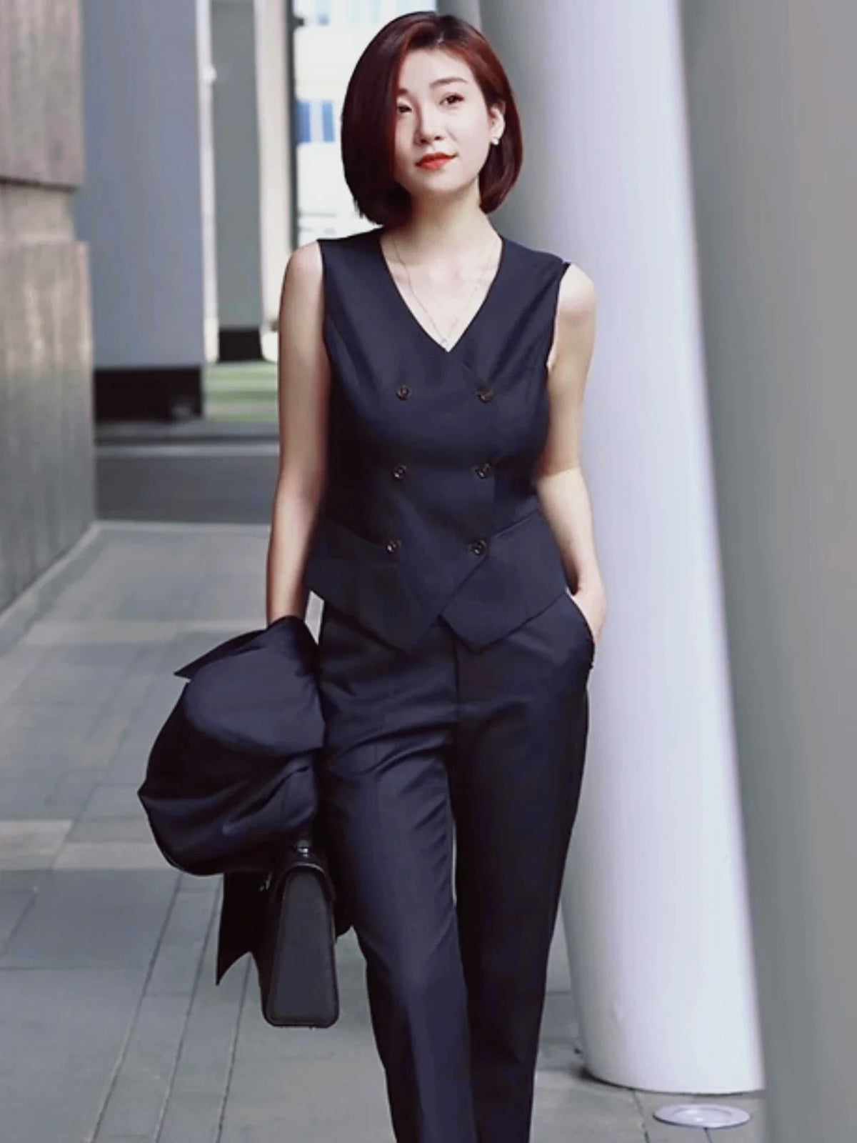 Peak Lapel Two Buttons Women Suits Spring Autumn Fashion Formal Solid Outfits Office Casual Daily Pants Suits Sets Three Piece