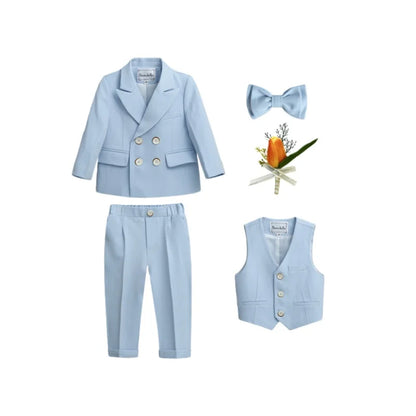 Kids Formal Suit Set Boys Girls Wedding Blazer Multi-Piece Pink Performance Costume