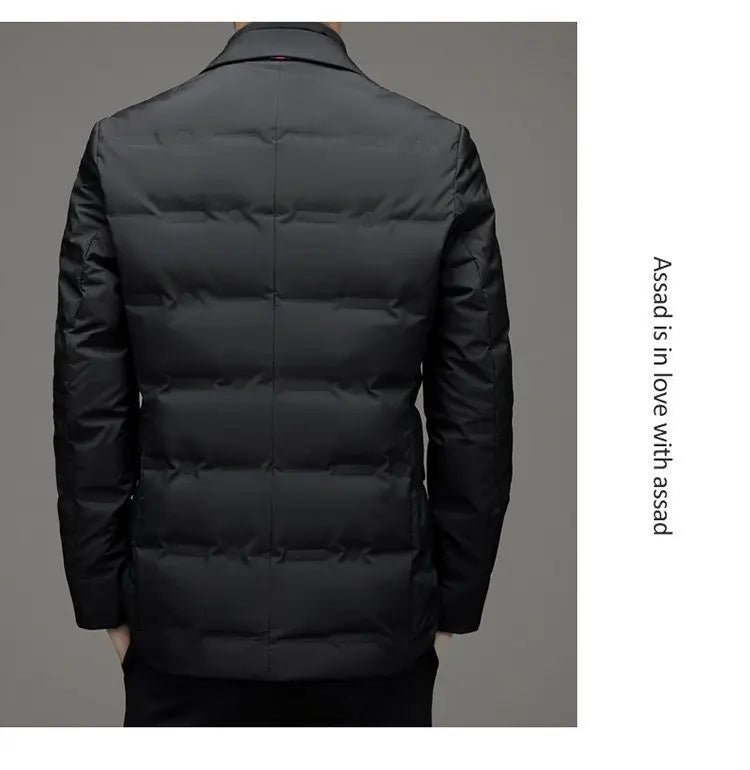 High Quality Men's Handsome down Jacket with Scarf Collar M-6XL Big Plus Size for Middle-Aged Dad Fashionable Outerwear