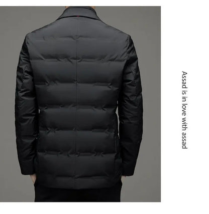 High Quality Men's Handsome down Jacket with Scarf Collar M-6XL Big Plus Size for Middle-Aged Dad Fashionable Outerwear