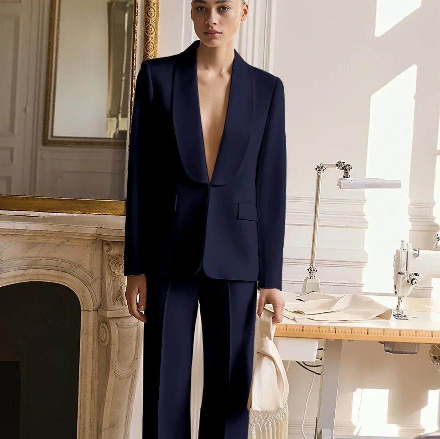 Wedding Guest Suits for Women Elegant Bride Mother Groom Blazer Set Shawl Lapel 2Pieces(Jacket+Pants) Hidden Button Custom
