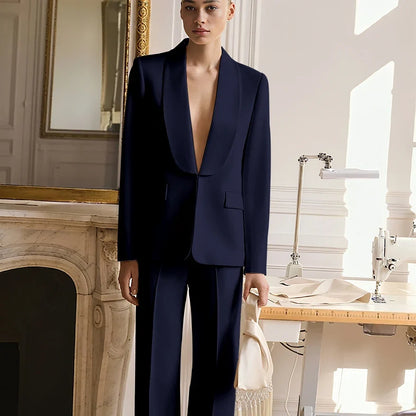 Wedding Guest Suits for Women Elegant Bride Mother Groom Blazer Set Shawl Lapel 2Pieces(Jacket+Pants) Hidden Button Custom