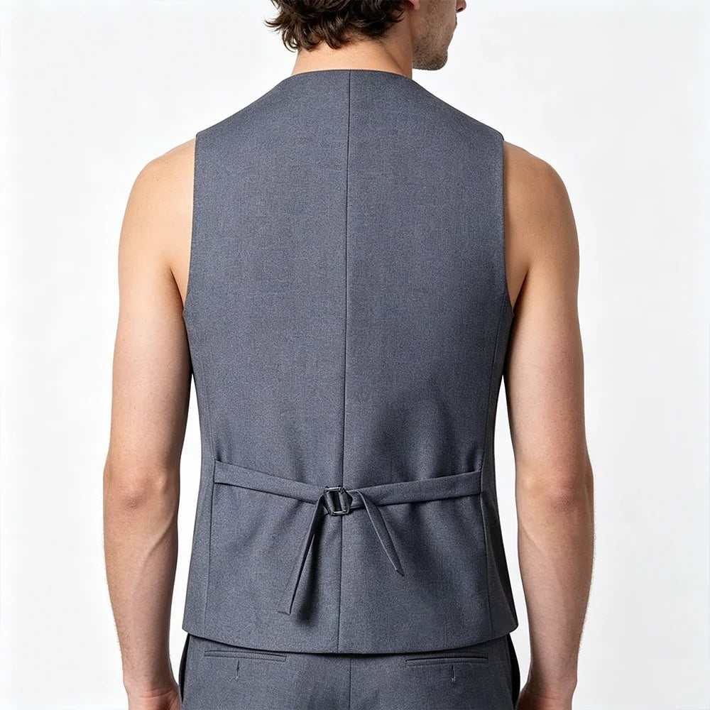 Men's Slim Fit Suit Vest – Single Breasted Waistcoat in Black, Grey & Navy Blue for Business & Formal Occasions