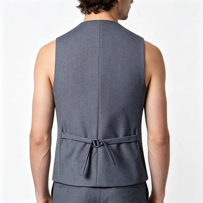 Men's Slim Fit Suit Vest – Single Breasted Waistcoat in Black, Grey & Navy Blue for Business & Formal Occasions