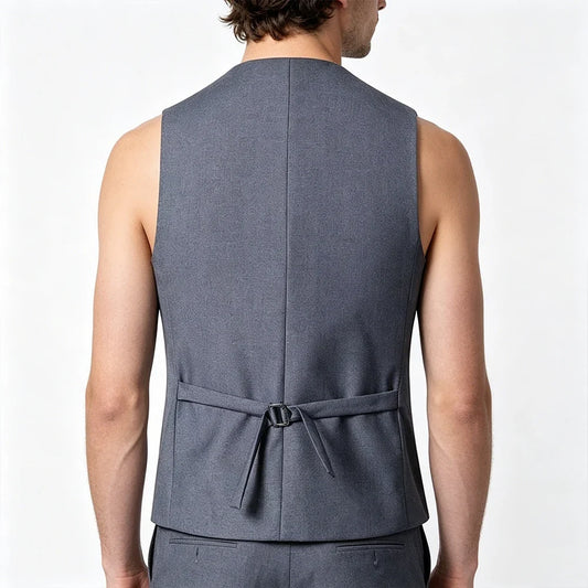 Men's Slim Fit Suit Vest – Single Breasted Waistcoat in Black, Grey & Navy Blue for Business & Formal Occasions