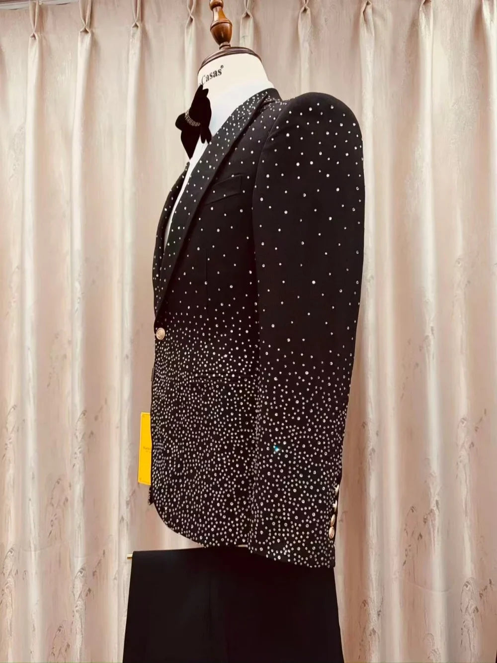 Man Gorgeous Beaded Tuxedo 3 Pieces Party Prom Wear Elegant Handsome Peak Lapel Men's Slim Fit Suits Wedding Birthday Sets S-3XL