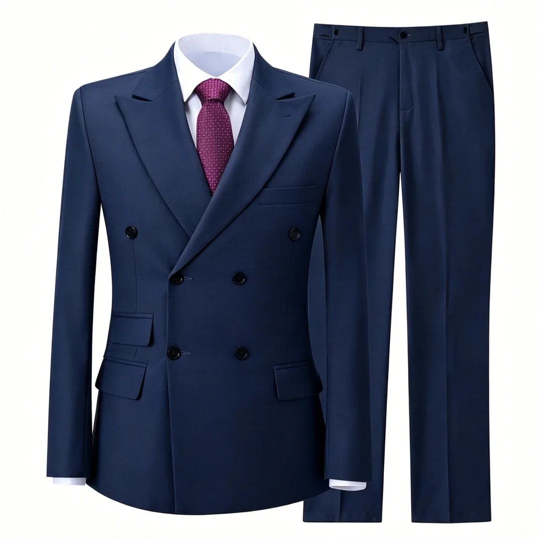 Men Suit Gray 2 Pieces Double Button With Lapel Solid For Wedding Birthday Banquet Party Business Work Office Jacket And Pants