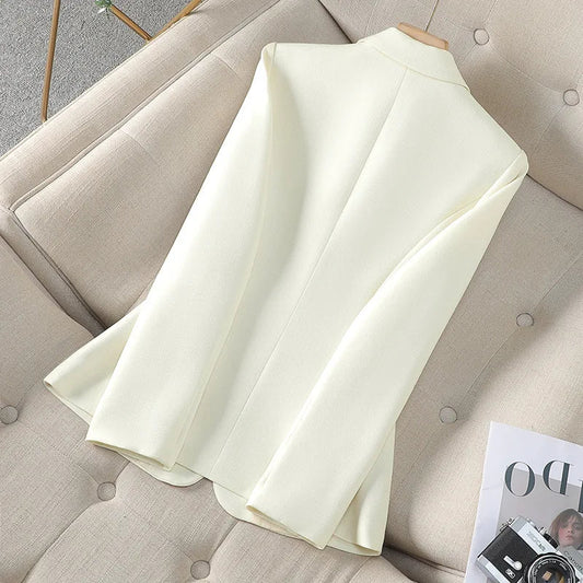 Autumn Winter Chinese Style Formal Ladies Black White Elegant Temperament Slim Blazer Coat Women Long Sleeved Tops Street