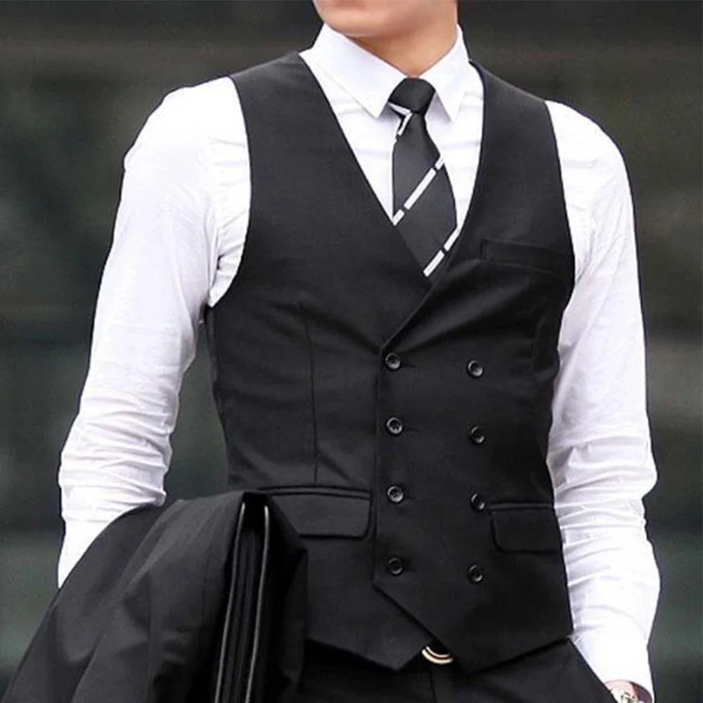 Men's Suit Vest Double Breasted Waistcoat for Wedding Business Formal Occasions