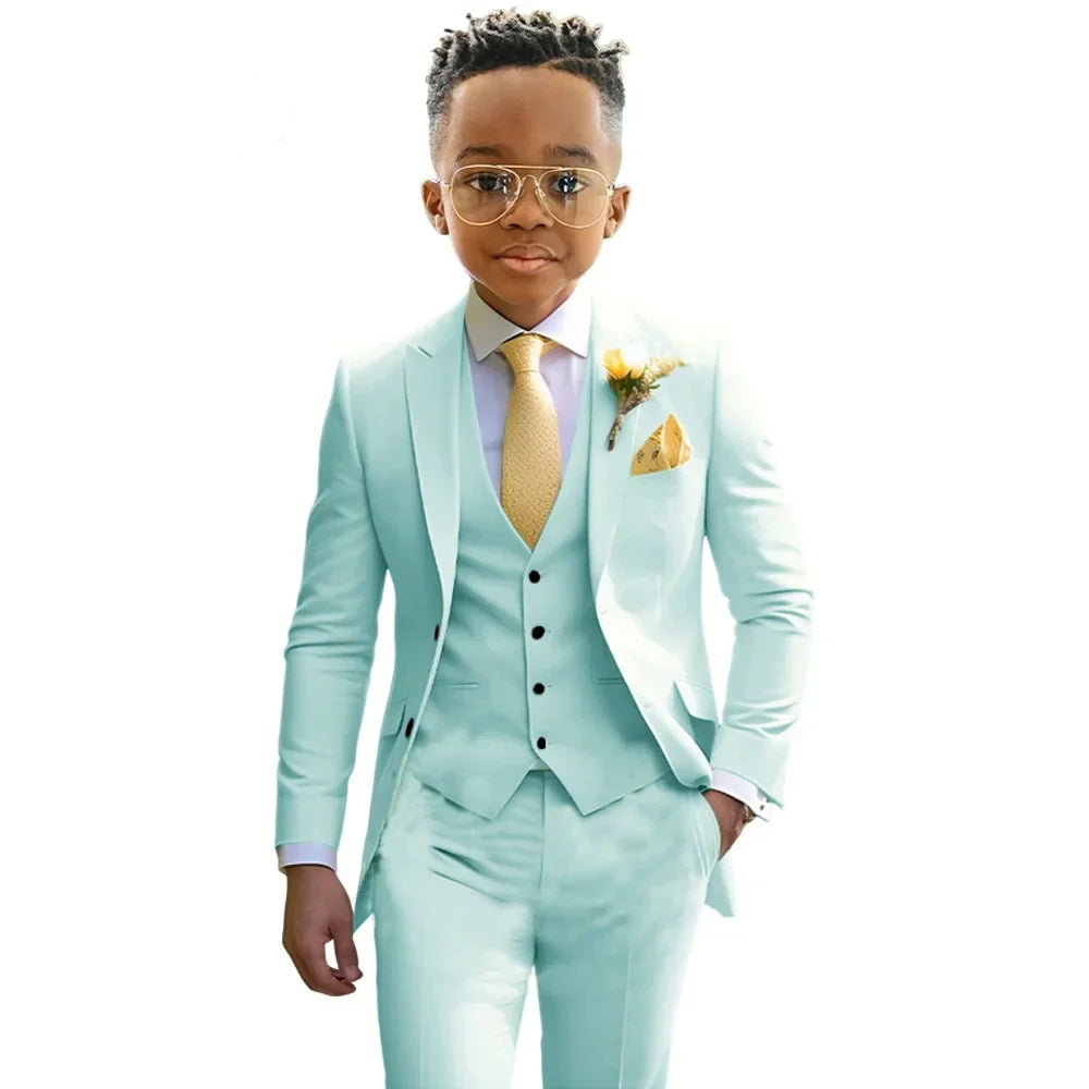 Formal Boys Suits Wedding Tuxedo 3 Pieces 2-20T Kids Slim Fit Jacket Vest Pants Birthday Party Sets School Performance Outfit