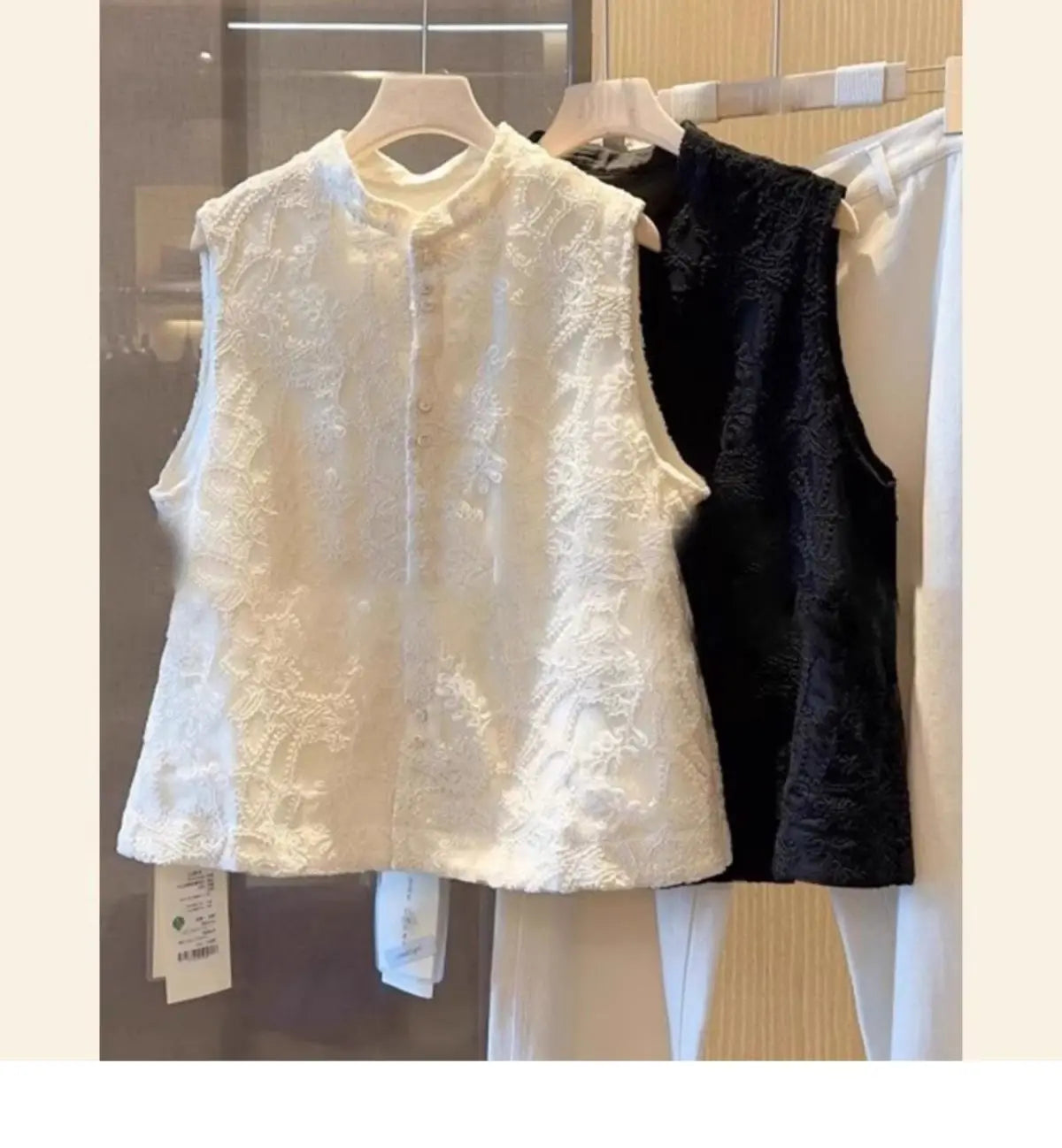 Women's New Chinese Lace Vest 2026 New Spring Summer  Stand Collar Sleeveless Jacket Ladies Vest Tops Waistcoat Outerwear
