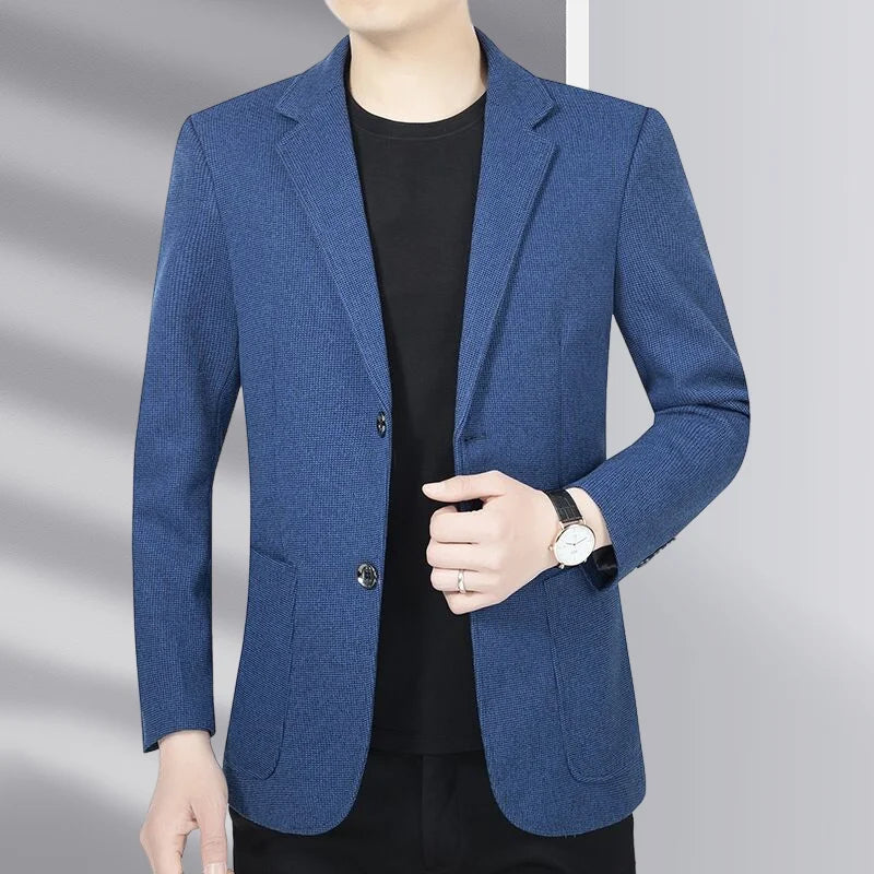 Blazer Men's Business Gentleman Wedding Fashionable Solid Color Best Man, Slimming and Casual Middle-aged and Elderly Blazer