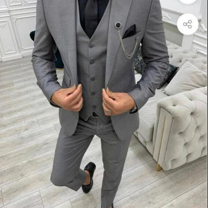 3 Piece Men's Wedding Suit Slim Fit Peak Lapel Blazer Groom Tuxedos Formal Male Suit For Party Prom(Jacket+Vest+Pants)Men Outfit