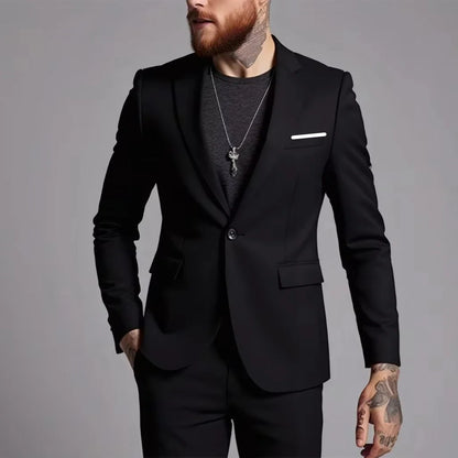 Men's Suit Business Jacket Thin Slim Fit Male 1 Piece Blazer Spring Autumn Simple Handsome Gentleman Vintage Casual