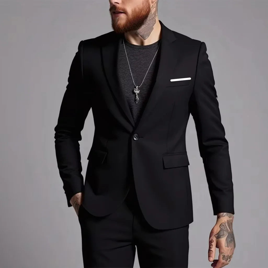 Men's Suit Business Jacket Thin Slim Fit Male 1 Piece Blazer Spring Autumn Simple Handsome Gentleman Vintage Casual