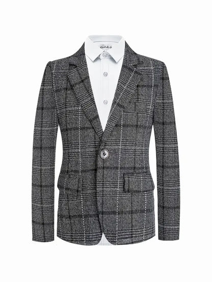 1-11Years Kids Jacket Pants 2Pieces Spring Autumn Clothing Set Flower Boys Plaid Wedding Dress Children's Photography Blazer Set