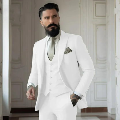 Men's Full 3 piece Single-breasted Elegant Fashion Slim Design Comfortable Commuter Wedding Dress Custom Man Suit for Men