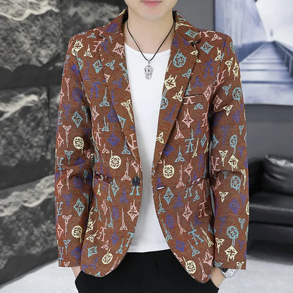 Blazer Men's fashion outdoor travel gentleman wedding Slimming Business versatile Trendy Casual Korean-style formal wear Blazer