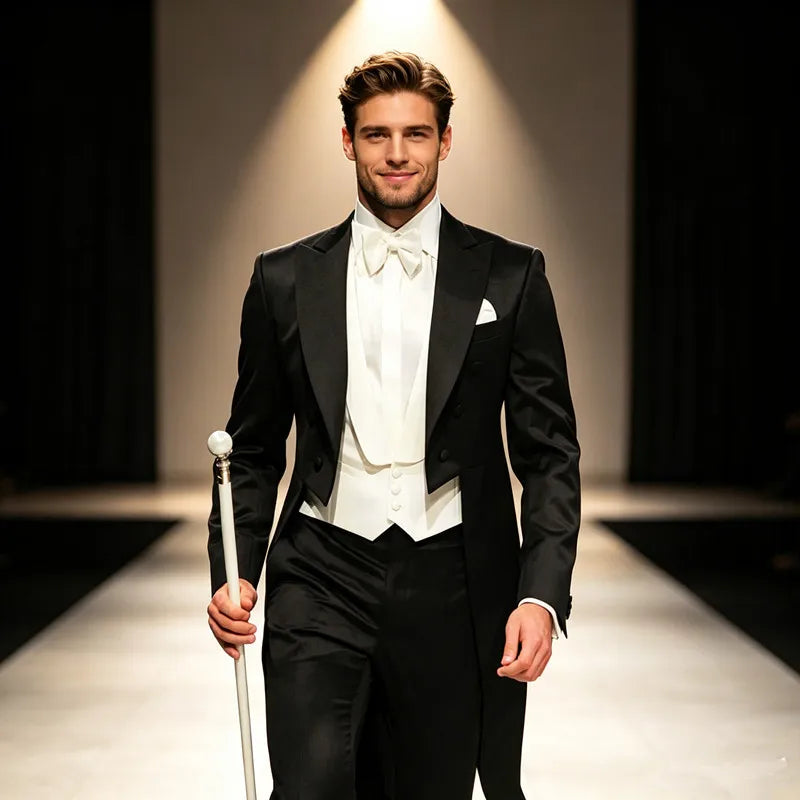 2026 Luxury New European And American Tailcoat Suit Men's Banquet Slim Fit Suit Gentleman's 3 Pieces Jacket Vest Pant Suit