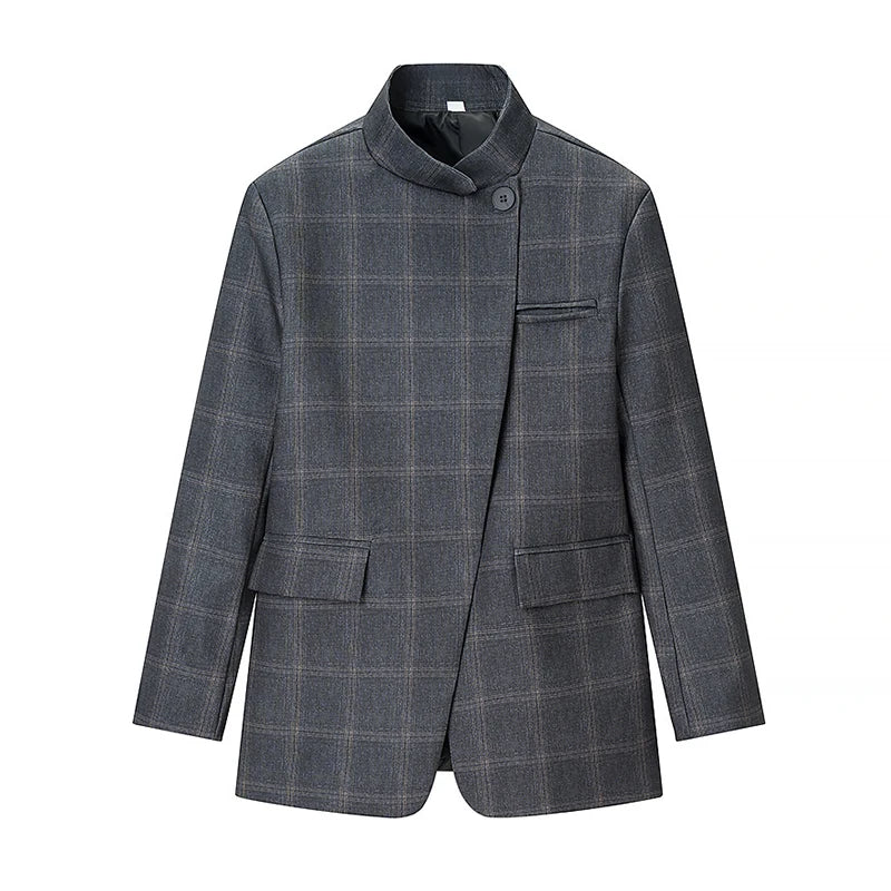 Spring New Women's Blazers 2026 Fashion Retro Plaid Elegant Women's Warm Jackets Youth Chic Commuter Office Blouse Coats