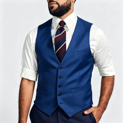 Men's Formal Vest – Single Breasted V-Neck Suit Waistcoat for Weddings & Business